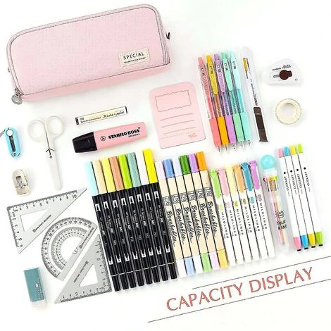 Dhrs Grande Capacité Trousse à Crayons 3 Compartiments Pochette Stylo Sac Pour école Adolescent Fille Garçon Hommes Femmes (jaune) – Image 2