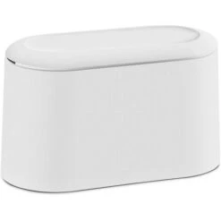 Mini Corbeille à Papier De Bureau Avec Couvercle, Petite Poubelle, Blanc Avec Couvercle