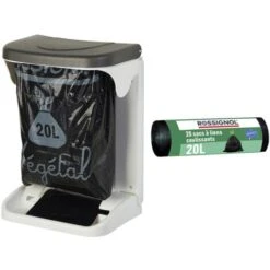 Rossignol - Poubelle Intérieur Placard Cuisine 20L Avec Dérouleur De Sac INO Et 20 Sacs Poubelle 20L INO