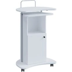 Komil Bureau Réglable En Hauteur, 1 Compartiment Et 1 Porte, Blanc.