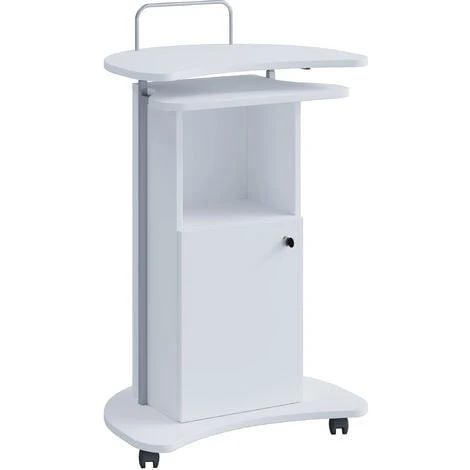 Komil Bureau Réglable En Hauteur, 1 Compartiment Et 1 Porte, Blanc.
