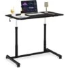 COSTWAY Bureau Assis-Debout à Roulette/Table D'Ordinateur Avec Hauteur Ajustable Design Morderne 95x52x70–107cm Pour Bureau Chambre Noir