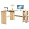 Soges Table D'angle En Forme De L, Table De Jeu, Bureau D'ordinateur Avec 2 étagères, Pour Les Jeux Et Le Travail, Bois De Haute Qualité, 130 X 130 X 74 Cm