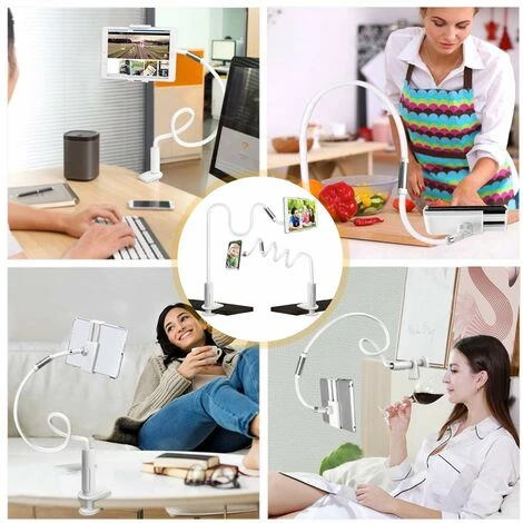 Organiseur De Bureau LITZEE Support De Tablette À Col De Cygne, Support De Tablette Support Réglable Rotation À 360 Ḟ Support De Téléphone Mobile Flexible À Bras Longs Support De Tablette Pour Ipad M – Image 3