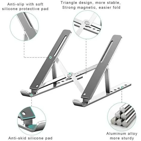 None Support D'ordinateur Portable Pliable Stand Laptop Silver – Image 2