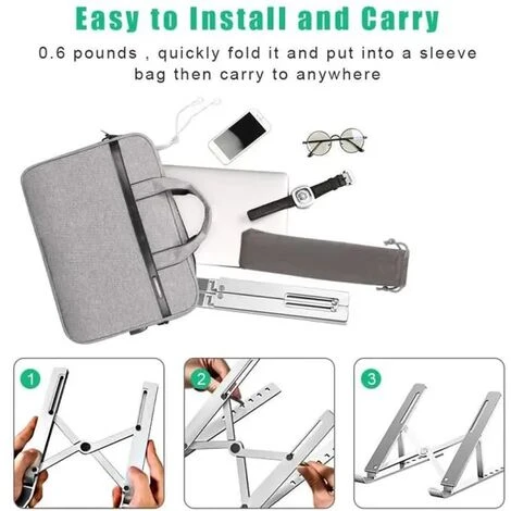 None Support D'ordinateur Portable Pliable Stand Laptop Silver – Image 3