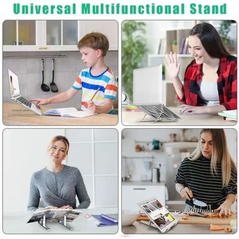 None Support D'ordinateur Portable Pliable Stand Laptop Silver – Image 4