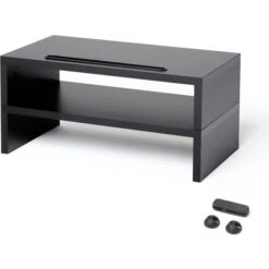 Meerveil Rangement De Bureau Réglable Double Usages , Longueur Réglable Et Angle Rotative, Noir (42x23.5x10/20CM)