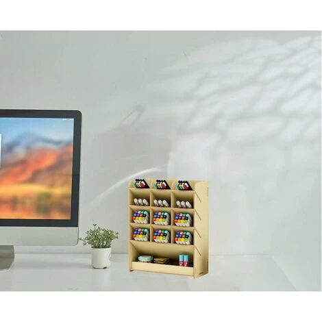 Organiseur De Bureau, Boîte De Rangement Multifonction En Bois Pour Stylos Pour La Maison, Le Bureau Et L'école Érable Blanc – Image 5