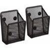 Porte Stylo Magnétique 2 Pièces - Paniers De Rangement En Maille Avec Aimanté Forts Pour Rangement Frigo, Organisateur De Cuisine, Organisateur De Bureau, Accessoires De Casier - Noir