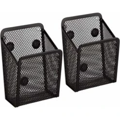 Porte Stylo Magnétique 2 Pièces - Paniers De Rangement En Maille Avec Aimanté Forts Pour Rangement Frigo, Organisateur De Cuisine, Organisateur De Bureau, Accessoires De Casier - Noir