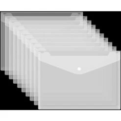 Pochette Plastique A4 10pcs, Pochette Document A4, Pochettes Plastiques Document Transparentes Avec Bouton Pression Pour Fournitures De Bureau Scolaire Devoirs Enveloppe A4