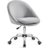 SONGMICS Chaise De Bureau, Fauteuil Pivotant, Siège Confort, Rembourrage En Mousse, Réglable En Hauteur, Pour Bureau, Chambre, Gris OBG020G01