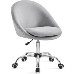 SONGMICS Chaise De Bureau, Fauteuil Pivotant, Siège Confort, Rembourrage En Mousse, Réglable En Hauteur, Pour Bureau, Chambre, Gris OBG020G01