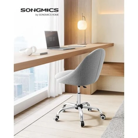 SONGMICS Chaise De Bureau, Fauteuil Pivotant, Siège Confort, Rembourrage En Mousse, Réglable En Hauteur, Pour Bureau, Chambre, Gris OBG020G01 – Image 2