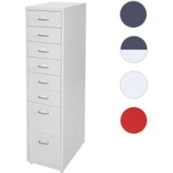 Roll Container Boston T851, Armoire à Tiroirs, 110x28x41cm 8 Tiroirs - Gris Foncé Blanc - Gris Foncé