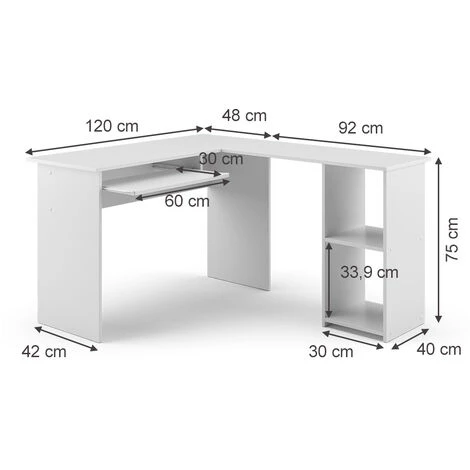 Bureau En Angle Sergio 120cm Blanc Vicco – Image 3
