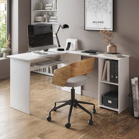 Bureau En Angle Sergio 120cm Blanc Vicco – Image 4