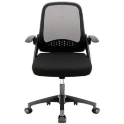 Durrafy Chaise De Bureau Avec Accoudoirs Pliables Noir Fauteuil Ergonomique En Maille Respirante Siège De Bureau à Domicile Pivotant à 360 °