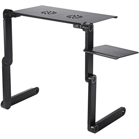 Support PC Table D'ordinateur Portable Pliable Réglable Plateau De Canapé-lit Avec Ventilateur De Refroidissement Tapis De Souris – Image 4