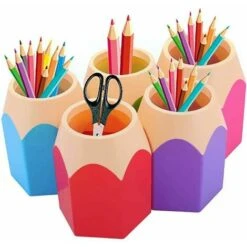 Pot Crayons Lot De 5 Assortd Couleur Stylo Vase Pot Crayons Maquillage Brosse Support Organiseur De Bureau Papeterie Organiseurs
