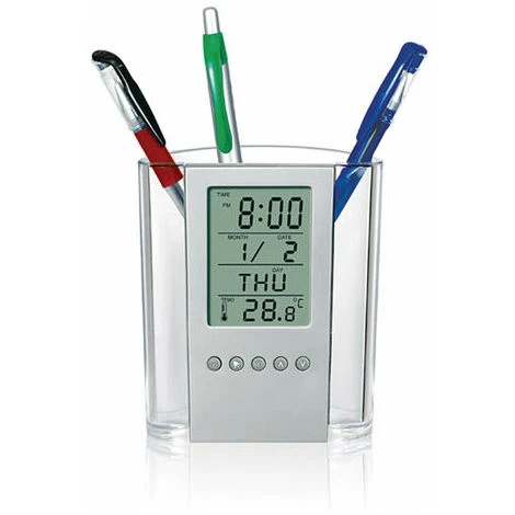Stylo Porte-crayon Numérique LCD Bureau Réveil Porte-stylo Calendrier Minuterie Température Bureau Horloge électronique Bureau