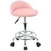 Tabouret à Roulettes De Bureau Tabouret De Travail Réglable En Hauteur 48-64 Cm En Cuir Synthétique Avec Repose - Rose
