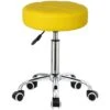Tabouret Pivotant à Roulettes Hauteur Réglable Convient Pour Le Bureau De Travail Jaune