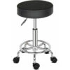 Coussin D'air Certifié SGS Demi-cuir PU, Coton Mode De 8 Cm D'épaisseur, Roues En Nylon, 150 Kg, Tabouret De Technicien Noir, Coussin Rond, Jambes Haha Tabouret Rond Tabouret De Bar Pieds Lol Pivotant