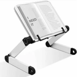 ELLE Support De Livre Réglable, Hauteur Et Angle Réglables, Support De Livre Ergonomique Avec Trombones Pour Grands Livres Scolaires, Livres De Musique, Tablette, Recettes De Cuisine Blanc