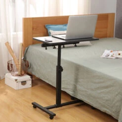 GUOYIHUA® Table De Lit Roulante Pour Ordinateur Portable, Table Réglable En Hauteur Et Inclinable, Bout De Canapé Avec Plateau Pour Souris 6034.558/90cm(Noir)