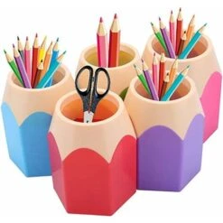 Direct 5 Pack Creative Crayon Pointe Design Stylo Vase Crayon Pot Maquillage Pinceau Titulaire Papeterie Stockage Organisateur Bureau Rangement Conteneur