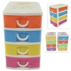 Plastique Coffre De Tiroirs 4 Rénits De Tiroirs 15x13x9cm