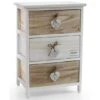 Coffre De Tiroirs Avec 3 Tiroirs 58x40x29cm Coeur Blanc En Bois Naturel Moderne Maison