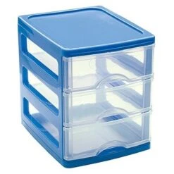 Coffre En Plastique De Poitrine En Plastique 3 Tiroirs 13,5x17x17cm En Différentes Couleurs 11224G9