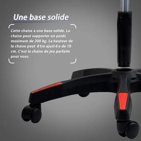 BOLLI Chaise Gaming - Chaise Bureau Ergonomique Avec Repose-Pied - Fauteuil Gaming Avec Soutien Lombaire Massage Et Appui-tête - Siège Gaming,Noir Et Gris – Image 5