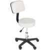 Tabouret Pivotant Pour Esthéticienne Dossier Siège En Simili Cuir Salon Studio Blanc