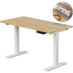 TAMITO Bureau A Hauteur RÉGLABLE ELECTRICE Dual Monteurs Avec 2 Chargeur USB, 1 Type C Et 2 Prise Courant, Dimention 120x60cm,Max Charge 120kg,Bureau Assis Debout Domicile