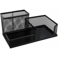 Organisateur De Bureau Porte-Stylo En Maille 1 Pièce, Porte-Stylo En Maille Noire À 3 Compartiments Pour Cadeaux De Bureau Pour Collègues