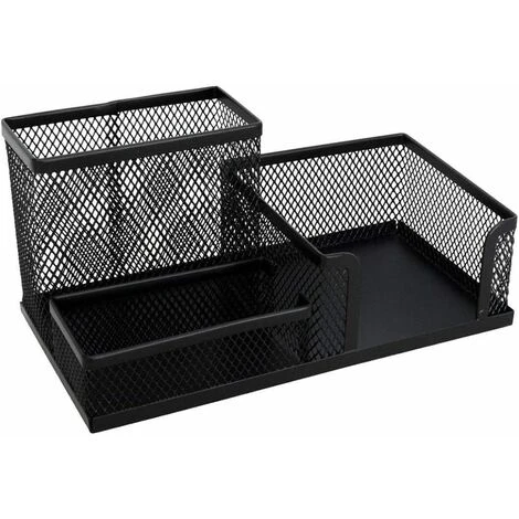 Organisateur De Bureau Porte-Stylo En Maille 1 Pièce, Porte-Stylo En Maille Noire À 3 Compartiments Pour Cadeaux De Bureau Pour Collègues