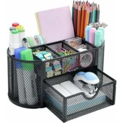 Spacrea Organisateurs De Bureau Et Accessoires, Organisateur De Bureau Porte-Crayons Pour Bureau, Organisateur De Fournitures De Bureau (Noir)