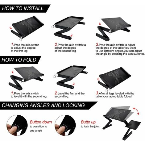 Support Ordinateur Portable Table De Lit Pliable Support PC Portable Lit Plateau Support De Lecture Inclinable Pour Canapé, Livre, Magazine Et Petit Déjeuner – Image 5