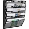 5 Poches Maille Mur Porte-Fichiers Bureau Suspendu Dossier Dossier Magazine Rack Courrier Trieur Bin étiquette Porte-nom Incluse, Noire