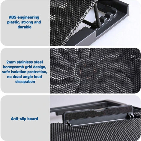 Ensemble De 2 Ventilateurs à Turbine Pour Refroidisseur D'ordinateur Portable Et Support D'ordinateur Portable Argenté, Plusieurs Hauteurs Ergonomiques – Image 4
