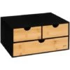 Rangement Rectangulaire Angulaire 3 Tiroirs Bambou Bava Noir - 5 Five Simply Smart