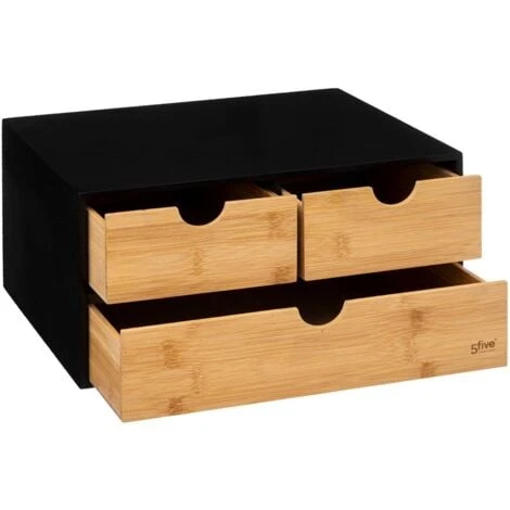 Rangement Rectangulaire Angulaire 3 Tiroirs Bambou Bava Noir - 5 Five Simply Smart â Image 2