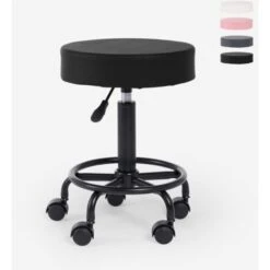 Tabouret Pivotant Esthéticien Rembourré Ergonomique Et Réglable Senzu Couleur: Noir
